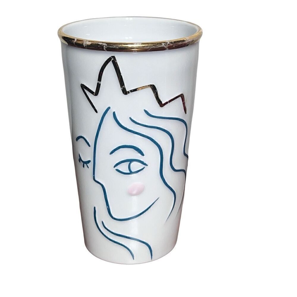 Starbucks 2017 Anniversary Gold Crown Mermaid Siren 10oz Ceramic Tumbler